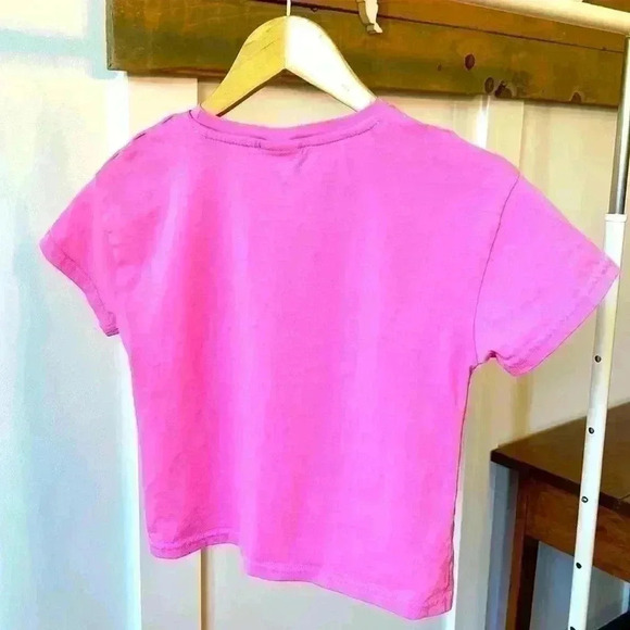 Kids Barbie Cropped  Tee Pink Fun Girly Gift Girls Children Shirt - Picture 5 of 5